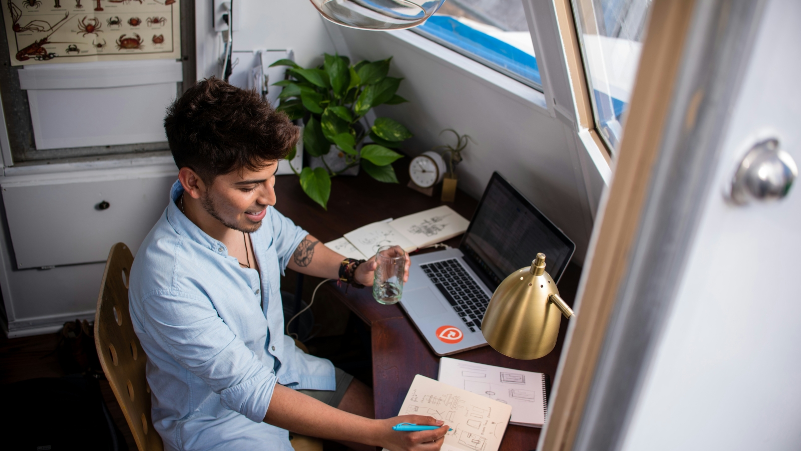 Remote professional working from a home office, demonstrating productivity and flexibility in a modern remote work environment